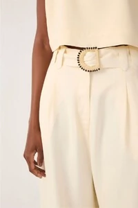 Calça linho pantalona fivela miçanga Dress to