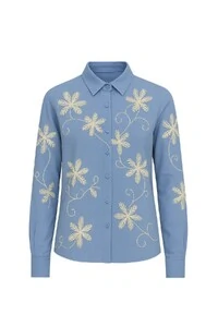 Camisa com bordado floral feminina Kwi