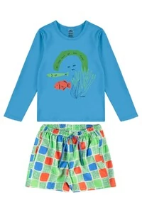 Conjunto camiseta malha uv fps+50 e short microfibra Up Baby