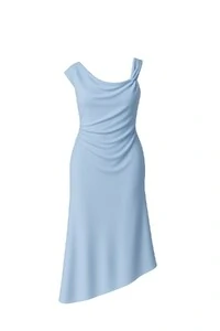 Vestido midi assimétrico drapeado Kwi