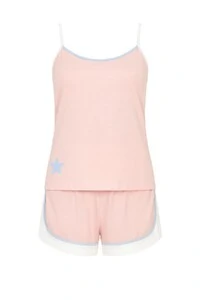 Pijama Feminino Short doll alça rosa claro Kwi