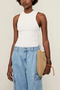 Regata de tricot cropped rib Animale