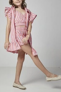 Conjunto infantil cropped e short listrado Luluzinha