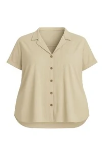 Camisa feminina com botões plus size Kwi