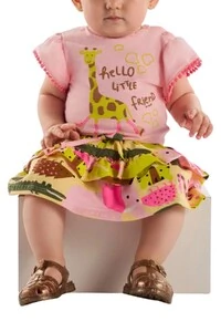 Conjunto body e saia em meia malha Up Baby