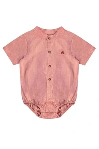 Body camisa manga curta em tecido Up Baby