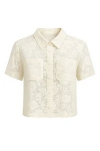 Camisa em renda com bolsos Kwi