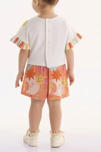 Conjunto blusa malha e short em viscose Três E Já