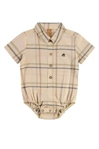 Conjunto body camisa tecido e bermuda sarja Up Baby