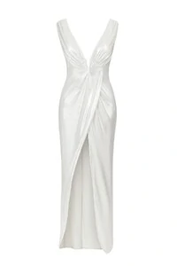 Vestido longo malha foil claro Jo