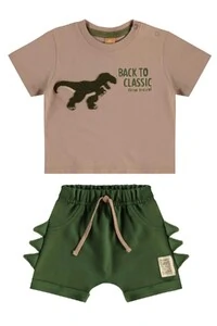 Conjunto camiseta malha e bermuda moletom s/ felpa Up Baby