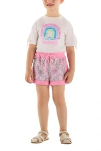 Conjunto blusa meia malha e short moletom paetes Up Baby