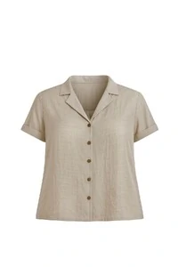 Camisa feminina plus size com botões Kwi