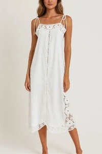 Vestido alça algodão com guipir Kwi