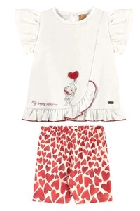 Conjunto blusa meia malha e bermuda cotton Up Baby