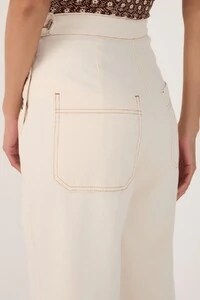 Calça sarja pesponto botões Dress to