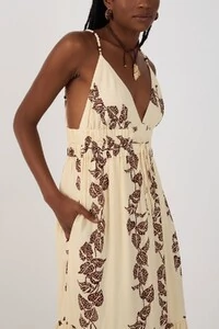 Vestido longo cambraia estampa inspira Dress to