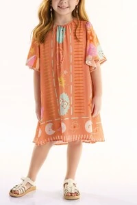 Vestido manga curta em viscose Três E Já