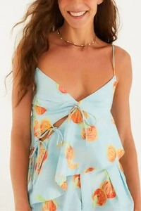 Blusa babado irregular tangerina Farm