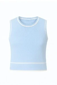 Regata em tricot com detalhes canelados Kwi