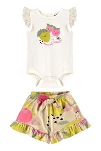 Conjunto body suedine e shorts malha flame Up Baby