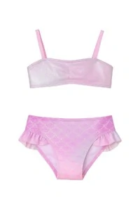 Biquini infantil babado estampa escama peixe Kwi