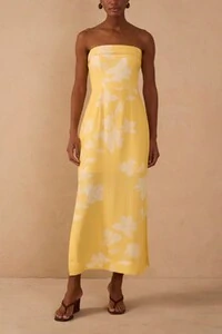 Vestido linho cropped estampa clareza Dress to