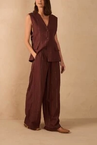 Calça linho lurex fivela Dress to