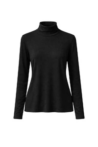 Blusa feminina básica de manga longa com gola alta em malha KWI