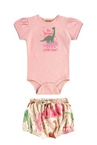 Conjunto body suedine e short malha linho Up Baby