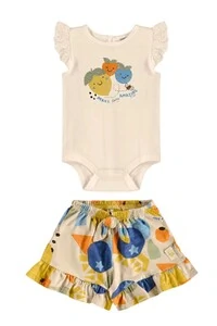 Conjunto body suedine e shorts malha flame Up Baby
