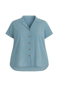 Camisa feminina com botões plus size Kwi