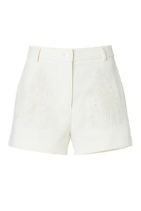 Shorts feminino de alfaiataria bordado Kwi