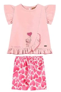 Conjunto blusa meia malha e bermuda cotton Up Baby