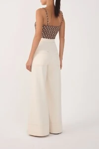 Calça sarja pesponto botões Dress to