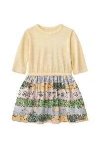 Vestido infantil em tricot e viscose estampada Juliana Gevaerd