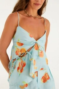 Blusa babado irregular tangerina Farm