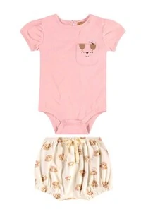 Conjunto body e short em suedine Up Baby