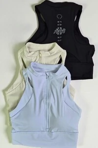 Top em poliamida fitness com zíper Kwi