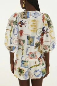 Blusa botão tropical vintage Farm