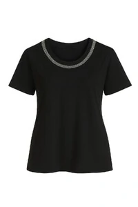 Tshirt com aplicação de strass na gola Kwi