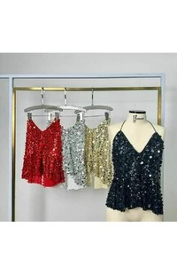 Blusa alça paetê médio Kwi