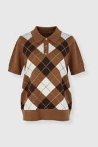 Polo feminina em tricot xadrez Kwi