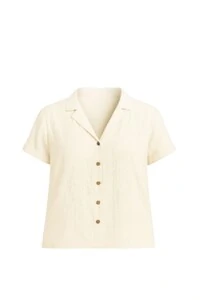 Camisa feminina plus size com botões Kwi