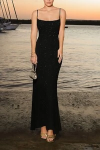 Vestido longo tule com pedraria Kwi