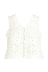 Blusa com amarração floral em crochê Kwi