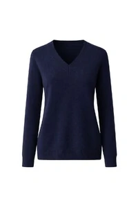 Suéter feminino retilínea básica com decote V Kwi