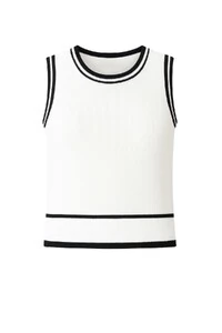 Regata em tricot com detalhes canelados Kwi