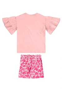 Conjunto blusa em meia malha e bermuda ciclista de corações Up Baby