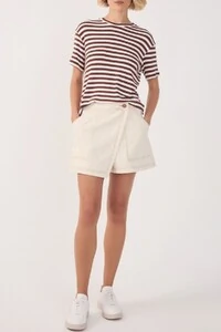 Short saia sarja pespontos botão Dress to